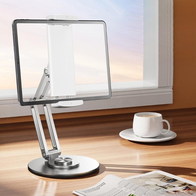 Adjustable Tablet Stand with 360 Degree Rotatable Base Foldable Tablet Holder for Mobile Phone Desk Ergonomic Notebook
