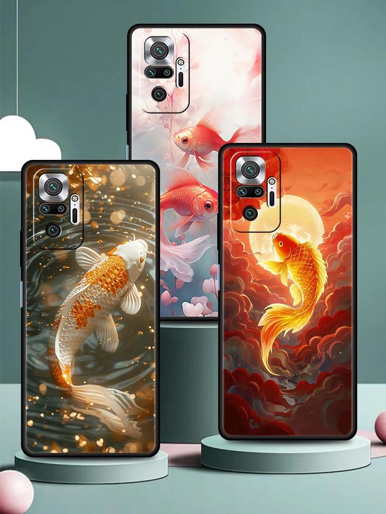 Goldfish Swimming Phone Case Cover for Redmi 14C 10C Note 15 14 13 12 10 11 K40 Pro Plus 5G Soft TPU Shockproof Shell Capas Bags
