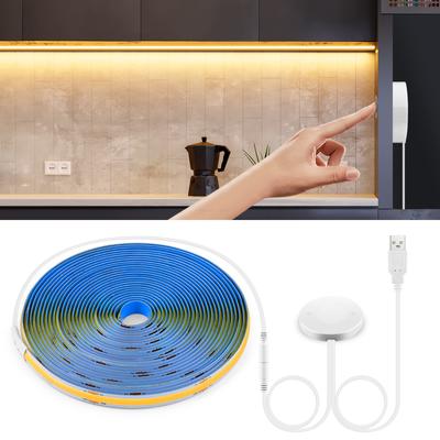 Możliwość przyciemniania USB 5V LED oświetlenie podszafkowe listwa COB z przenikliwym 25MM drewno sterowanie bezprzewodowe przełącznik dotykowy DIY oświetlenie kuchni