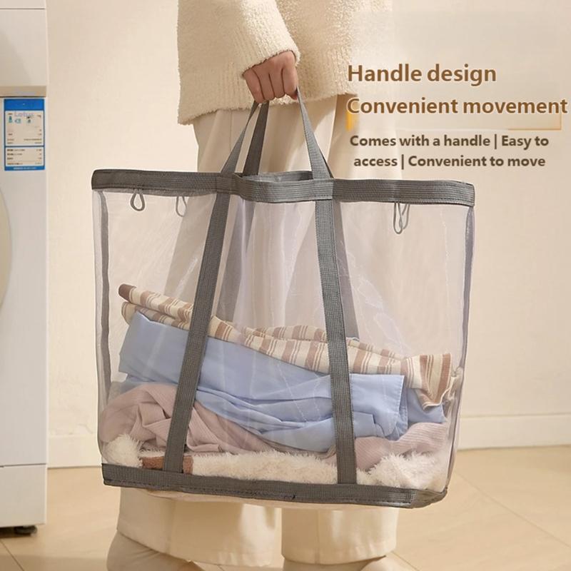 Foldable Large Capacity Clothes Storage Basket with Breathable Nylon Meshes for Home Organization Space Saving and Odor Prevention Ideal for Families