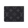 Louis Vuitton Schlank Klassisch Alte Blume Eclipse Kompakt und Dünn 8 Kartenfächer 1 Geldschein-Sandwich Kartenfach Geldbörse Klein Herren Schwarz