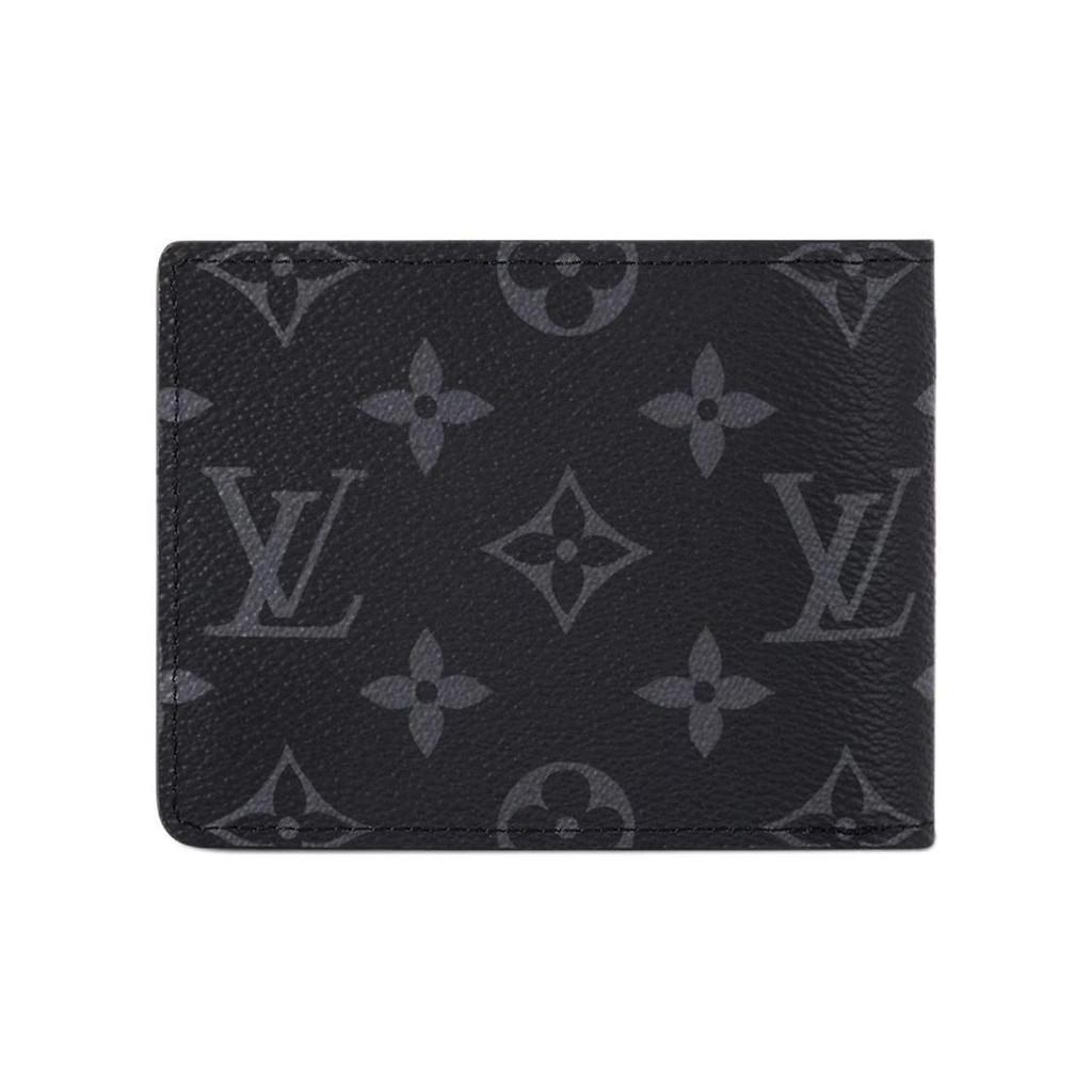 Louis Vuitton Schlank Klassisch Alte Blume Eclipse Kompakt und Dünn 8 Kartenfächer 1 Geldschein-Sandwich Kartenfach Geldbörse Klein Herren Schwarz