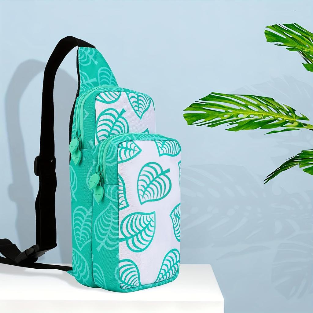 PGRTYOF Switch Organic EL Case Switch Case Protective Cover Storage with Switch Organic EL Fashion Leaf Design Shoulder Bag Storage Backpack Case for