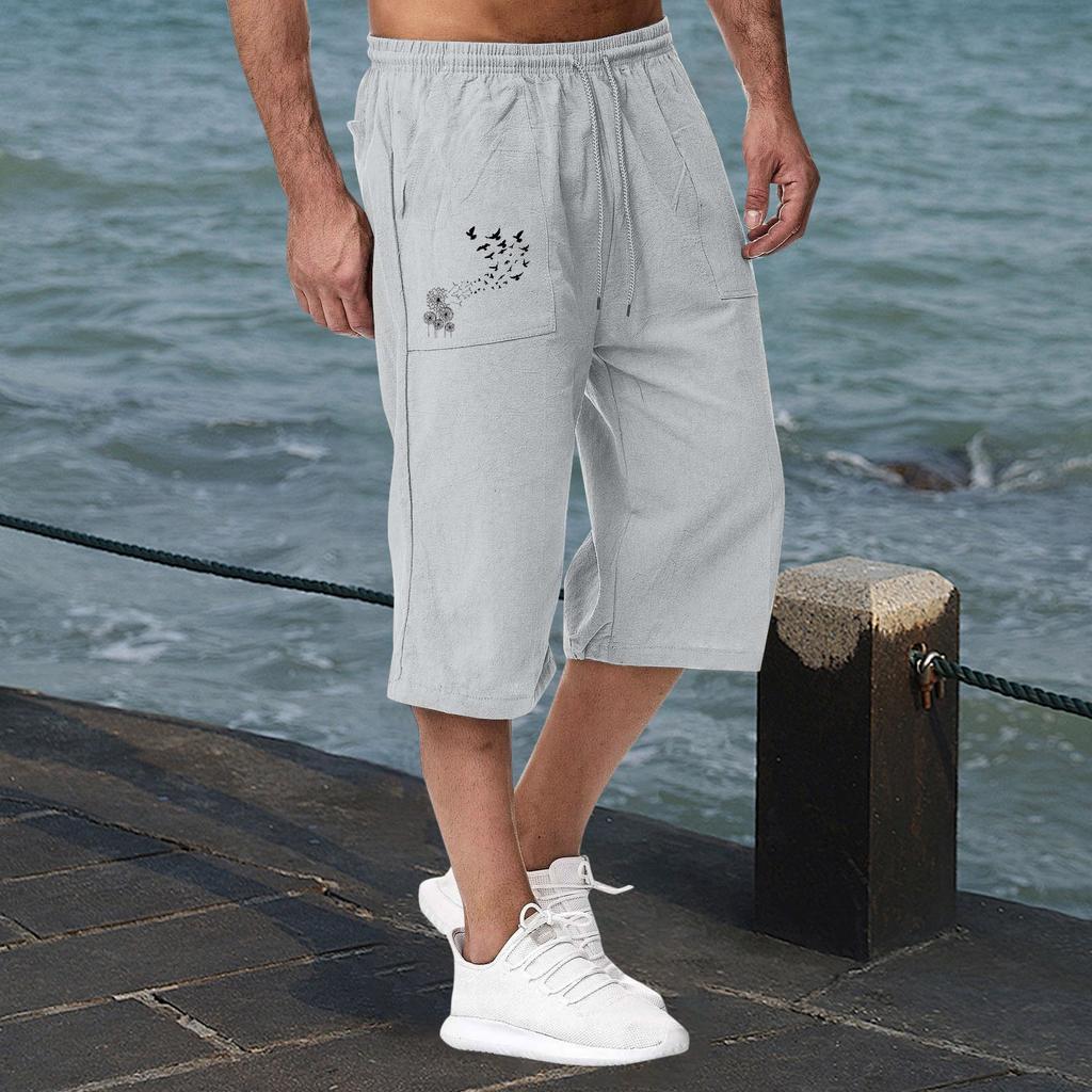 Lässige Sporthose aus Baumwolle und Leinen für Herren