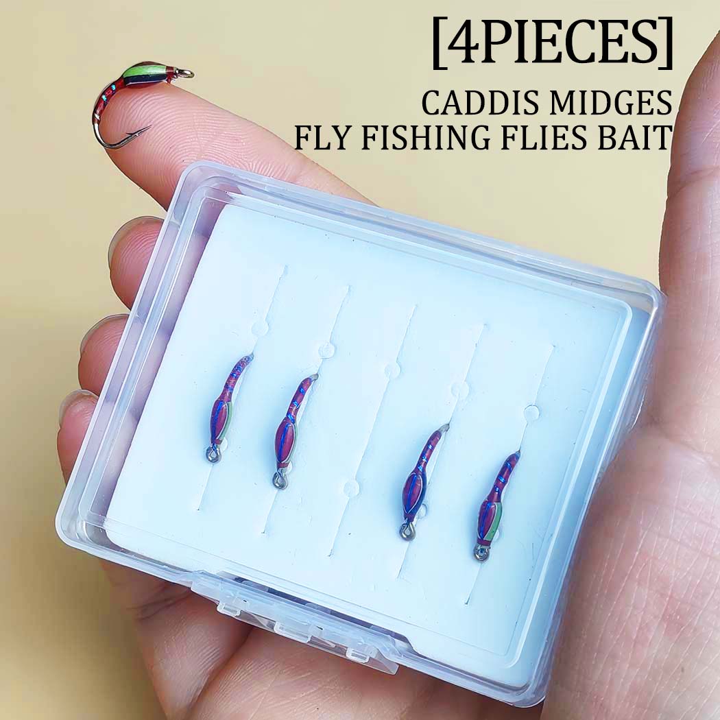 

4Pcs/8Pcs Dry Flies Nymph Caddis Midges Artificial Larva Bait Fly Fishing Trout Bass Perch Fly Fishing Bait Lure 4Pcs/Box