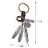 Vintage Pendant Hand Woven Leather Keychains for Men Car Key Chain Women Tassel Feather Keyring Charm Jewelry Friends Gift