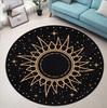 Celestial Sun Round Mat Gothic Sun Stars Carpet Punk Rock Goth Mat Halloween Round Mat,Witch Room Round Mat Starry Sky Round Rug