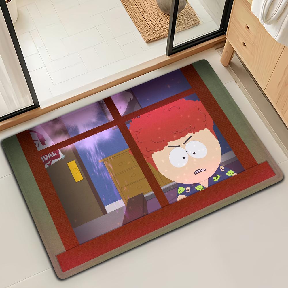 Cartoon S-SOUTH PARK Funny Door Mat Bath Microfiber Decorative Versatile Flannel Floor Mat Quick Dry Absorbent Non-slip Sole