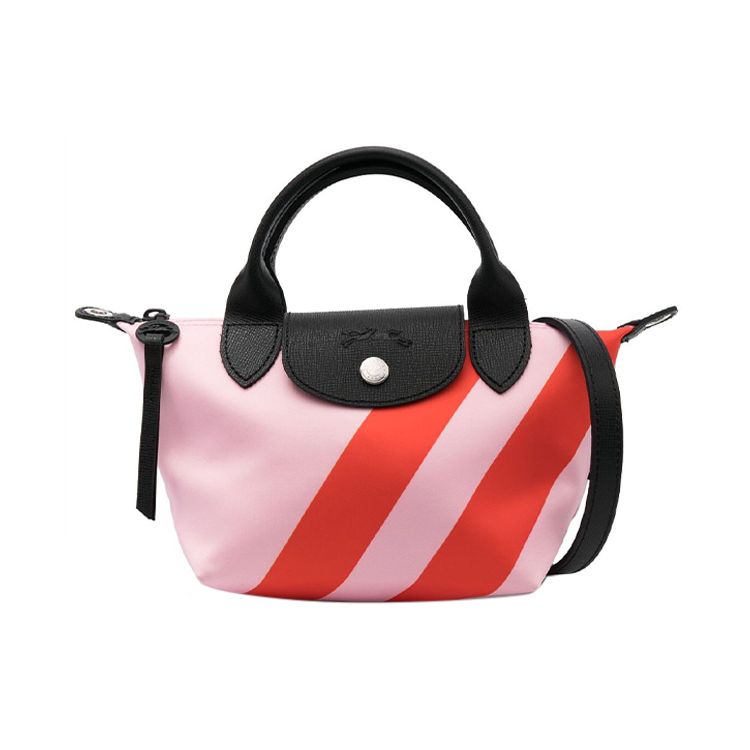 

Longchamp Le Pliage Adjustable Detachable Shoulder Strap Leather Trim Shoulder Crossbody Tote Bag Women handbags Pink Red 1500HDC598 Pink/Red