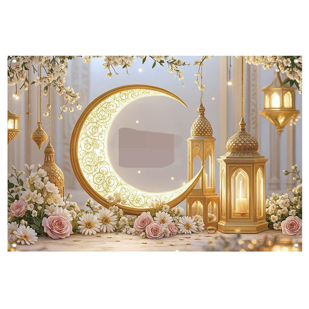 

Middle East Moon Lantern HD Printed Festival Decor Hanging Background Cloth Photography Backdrop Wall Decoration