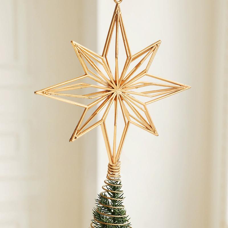 1Pc Christmas Tree Topper Modern Hollow Design Home Decor Christmas Tree Decorations Shimmering Christmas Topper Star Ornament