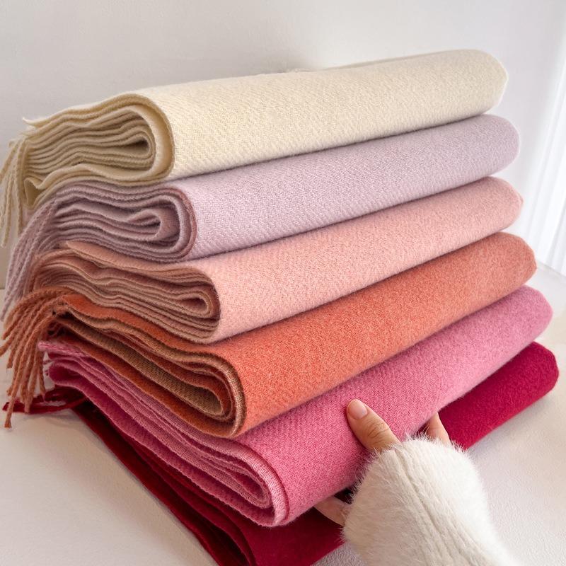 Red scarf men's and women's winter high-end sense new imitation cashmere versatile thickened neck protector knitted shawl