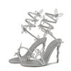 Eilyken Sexy CRYSTAL Flower Thin Heels Banquet Prom Women Sandals Street Style Open Toe Narrow Band Ankle Strap Gladiator Shoes