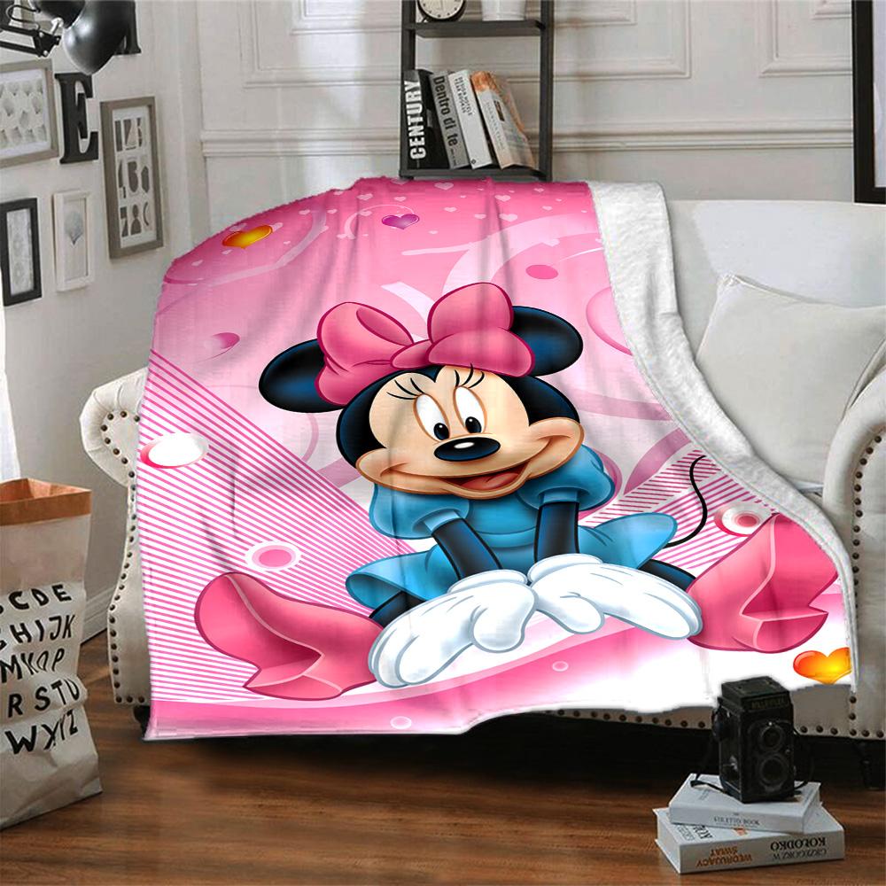 Minnie Mouse Valentine'S Day Flannel Blanket Super Soft Warm Cozy Blanket For Sofa Bed Office Travel Allseason Home Decor Gift