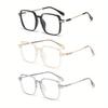 3 Pairs of Stylish Large Rectangular Frame Reading Glasses with Metal Hinges Comfortable Fit for Presbyopia Glasses