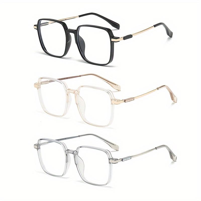 3 Pairs of Stylish Large Rectangular Frame Reading Glasses with Metal Hinges Comfortable Fit for Presbyopia Glasses