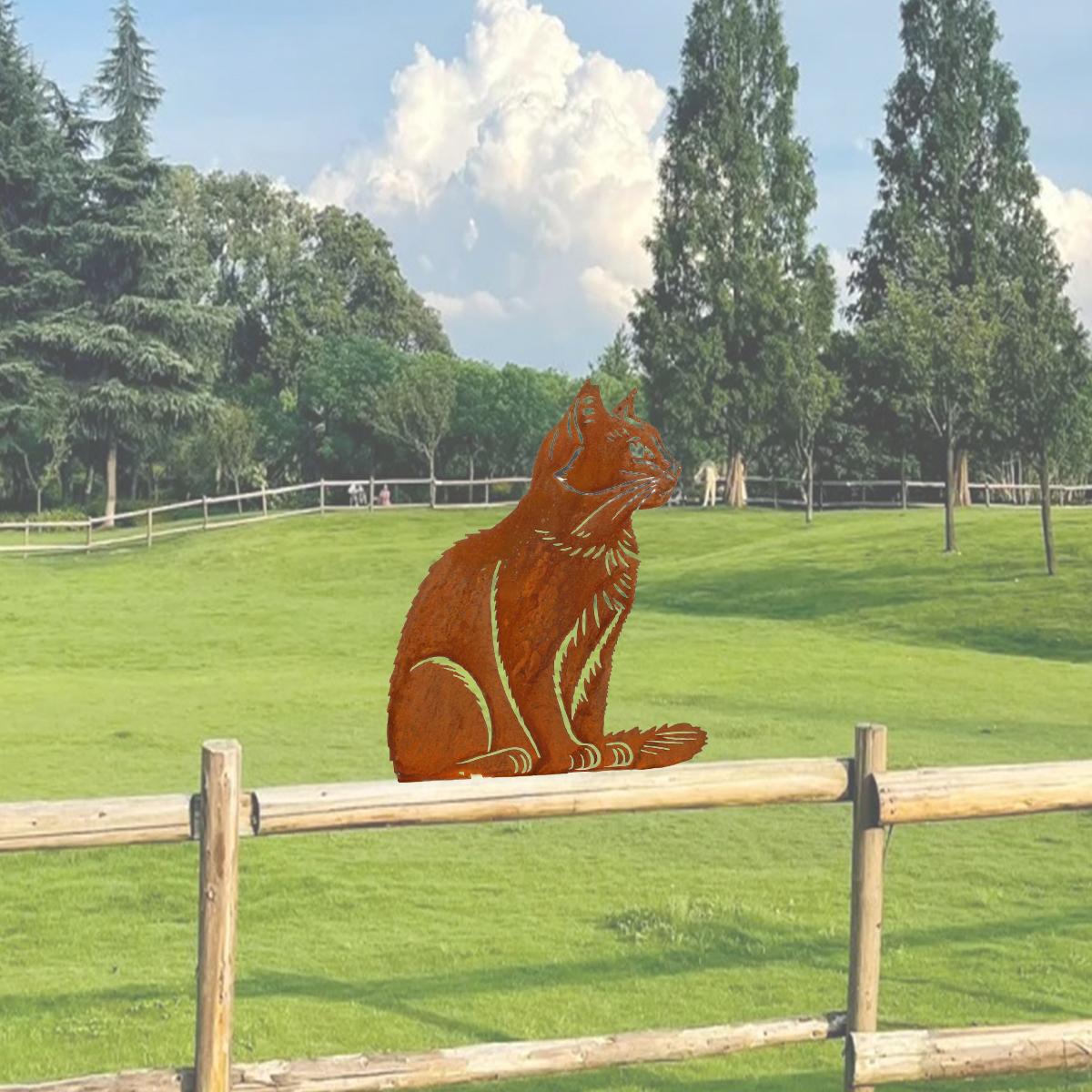 

1Pc Iron Cat Fence Column Top Decoration, Metal Cat Pattern, Garden Statue, Simulated Silhouette Cat Statue, Column, Garden Pile Decoration