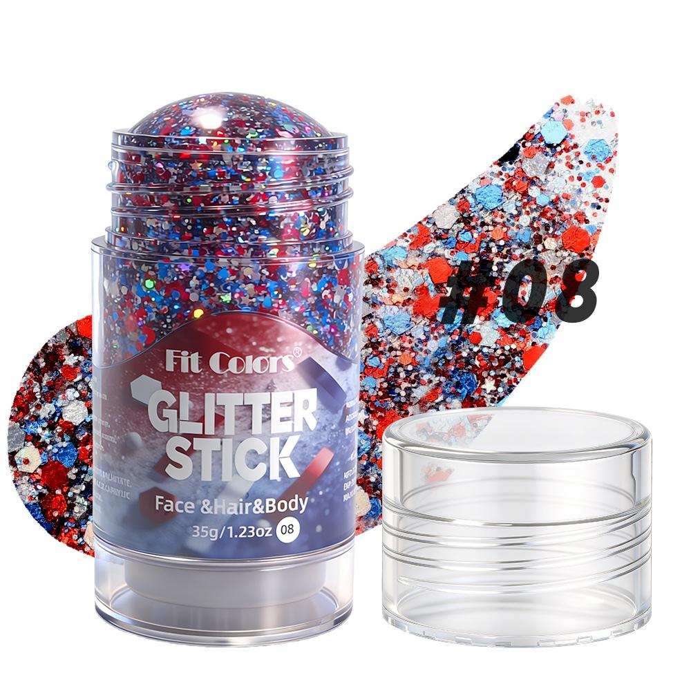 Sparkling Sequins Glitter Gel Stick 8 Colors Sequin Body Glitter Cosmetic Stick Hair Glitter Stick Festival Makeup for Christmas