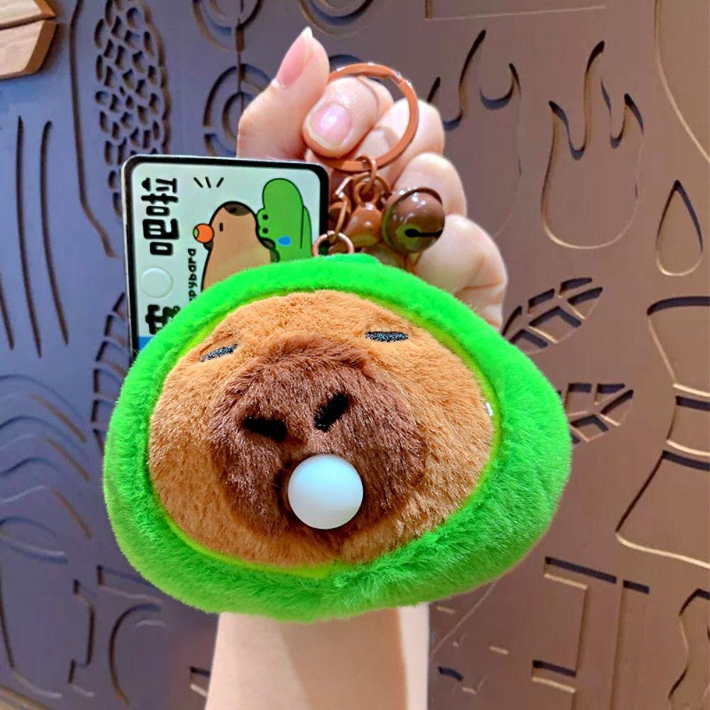PP Cotton Capybara Plush Keychain Fluffy Kapila Keychain Doll  Charms Accessory