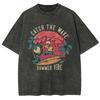 Catch The Wave Summer Vibe Skull Ropa Hombre Y2K Men Women Unisex Harajuku Washed T-Shirt Streetwear Retro Cotton T Shirts Tees