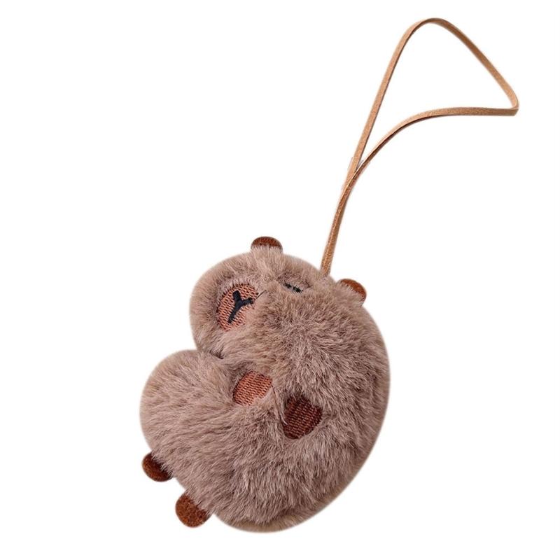 Pack of 4 Capybara Plush Keychains Charm Animal Shaped Keyring Bag and Phone Pendants Accessories Handmade Decoration