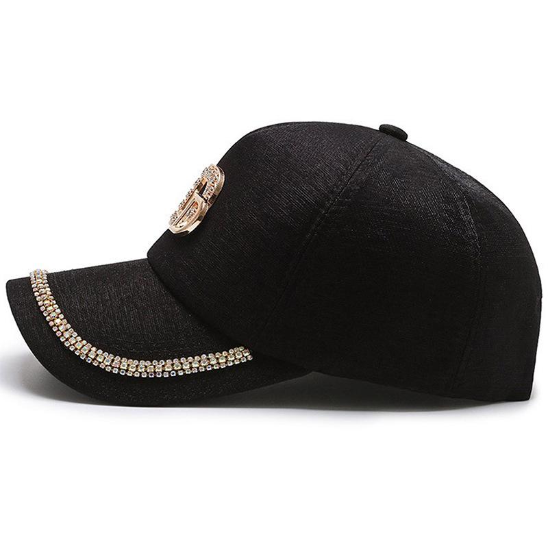 Letter D Rhinestone Baseball Cap, 100% Polyester, Adjustable Toggle Closure, Sun Protection, Casual Novelty Themed Cap