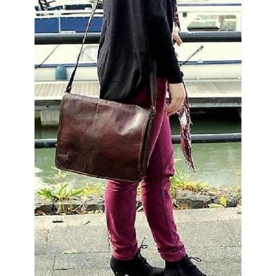 Tan New Genuine Brown Leather Vintage Retro Men's Laptop Computer MESSENGER BAG