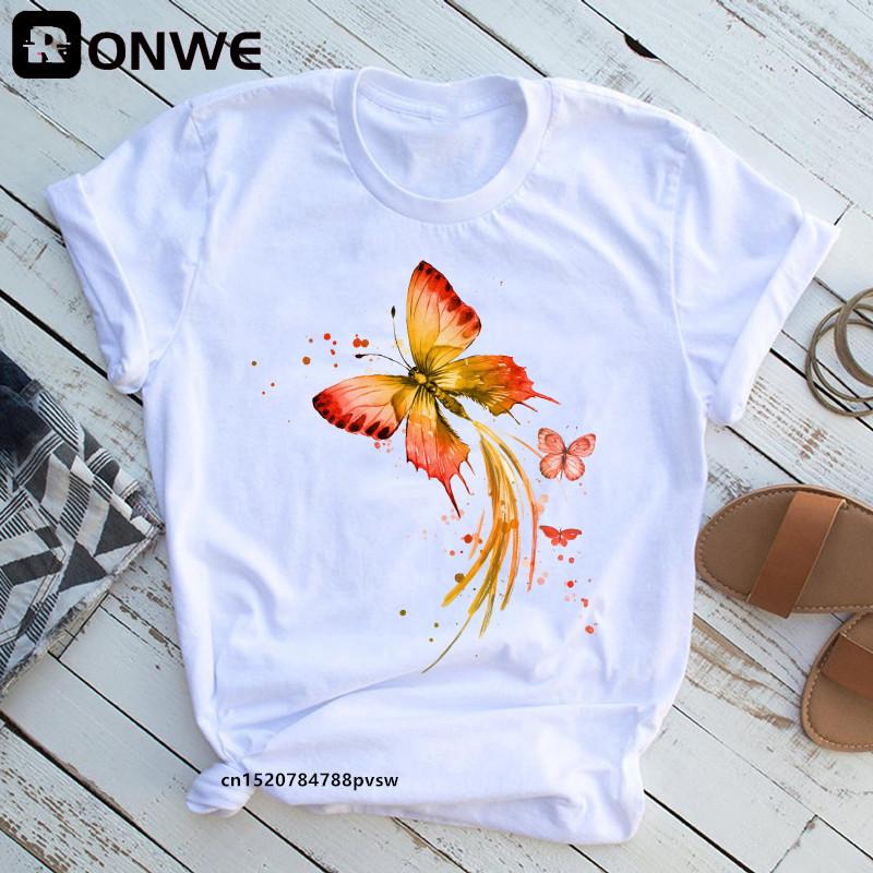 Woman Butterfly Tree 3D Print Harajuku Summer Tshirts Casual Round Neck Short Slee Top T- Shirt