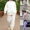 Women's /Winter Colour Sweatshirt Hooded Fashion Long Sleeve Two Piece Set