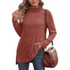 Women's Fall/Winter Sweaters New Arrival Solid Color High-Neck Sweater Women's Loose-Fit T-Shirt Top