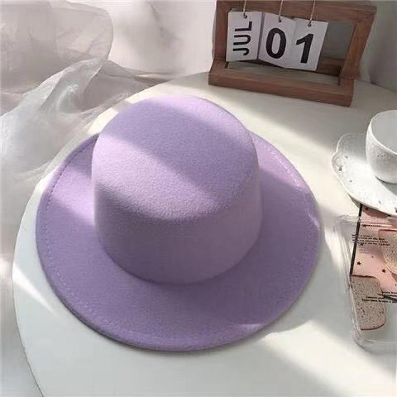 Autumn and Winter British Woolen Hat Men's Fashion Trendy Casual Versatile Stage Hat Men's Performance Flat Top Hat Women