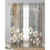 Retro Plant White Flower Abstract Sheer Drapes ideal for Living Room Decoration Window Opening Drape Kitchen Area Tulle Voile Organza Curtains