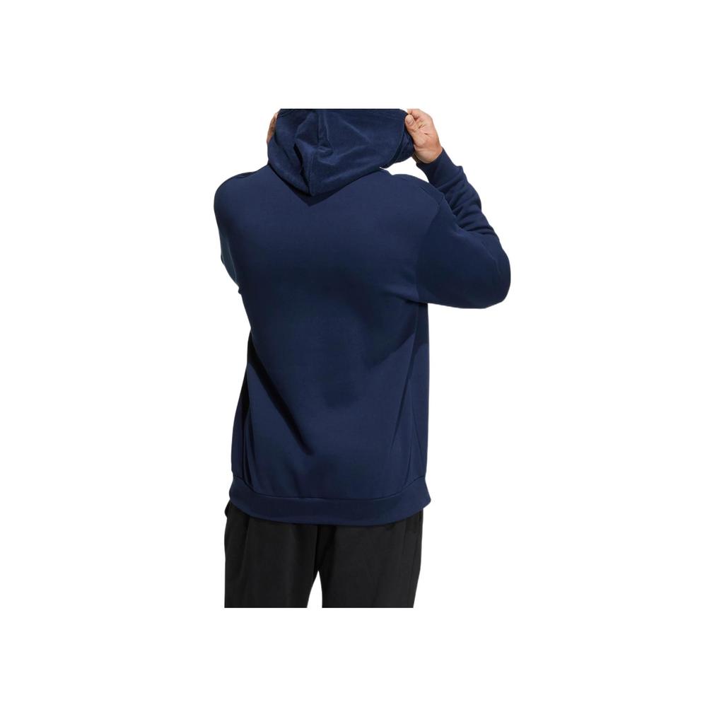 adidas Neo UVbe Spliced Logo Print Sport Drawstring Hoodie Pullover Long Sleeve Sweatshirt Unisex Tops Blue HN4731