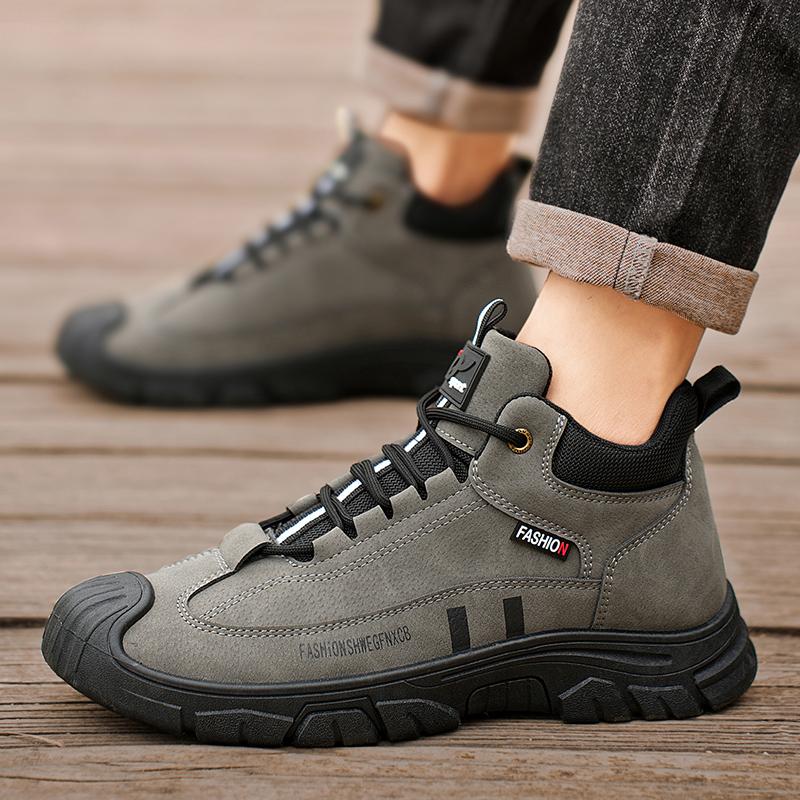 Men's Boots Autumn and Winter New Casual Boots Non-slip Soft Sole Outdoor Boots Fashion Youth Work Boots Warm Plush Cotton Boots