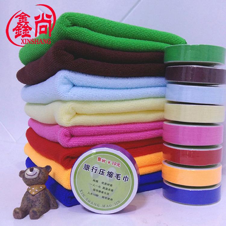 Microfiber Compressed Towel Creative Compressed Towel Plain Color Abraded Water Absorbent Cut Fleece Face Towel