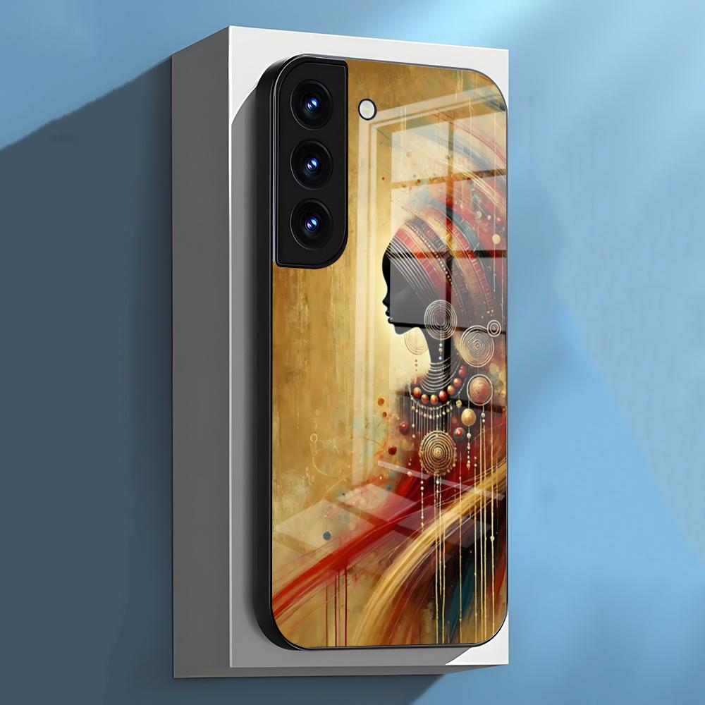 

Abstract Painting African Living Phone Case For Samsung S26 S25 S24 FE S23 S22 S21 Plus S20 Ultra Note20Ultra Black Glass Cover Galaxy S24 FE