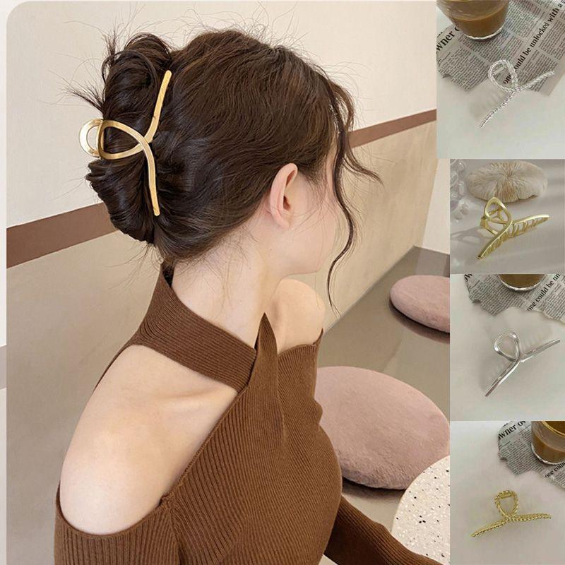 Elegant Women Hair Claw Clip Made Of Matte Metal For Strong Non-slip Grip