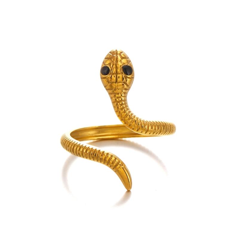 

Snake Shaped Jewelry Stainless Steel Adjustable Band Rings For Women Symbolizing And Rebirth золотой