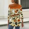 Damen T-Shirt Halloween Print 3/4 Ärmel Alltagsmode Basic Rundhals Reguläres Oberteil
