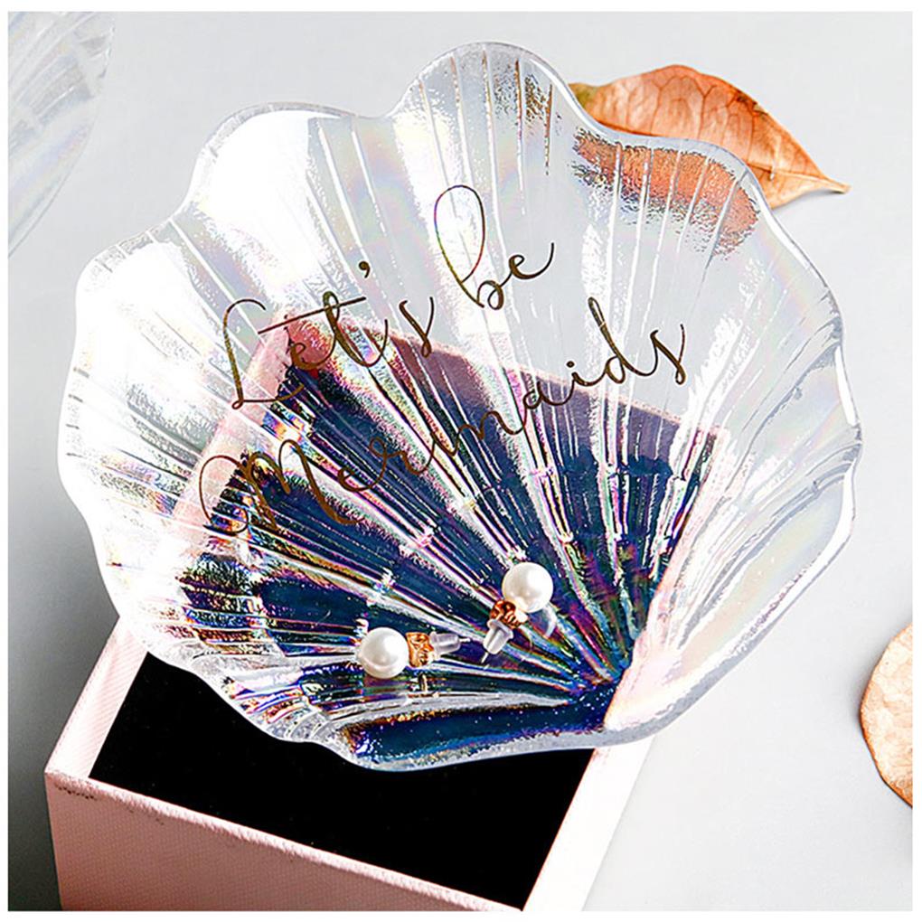 Muschelform Teller Ring Schmuckschale Tablett Glas Textur Foto-Requisiten Haushalt Restaurant Nachttische Dekoration