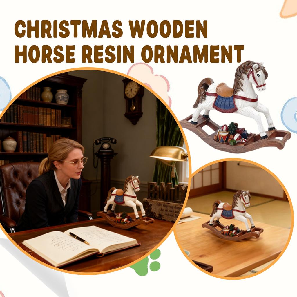 Christmas Wooden Horse Resin Crafts Christmas Tree Decoration Simulation Animal Ornaments Christmas Decoration Suitable For Home Party Bedroom