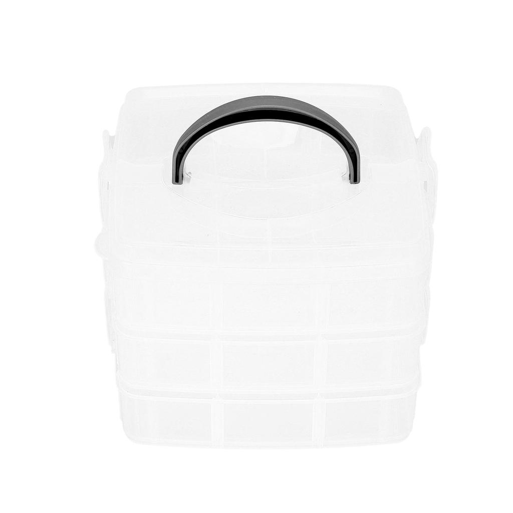 3‑Tier Demountable Plastic Storage Box Clear Portable Tools Toys Container with 18 Grids