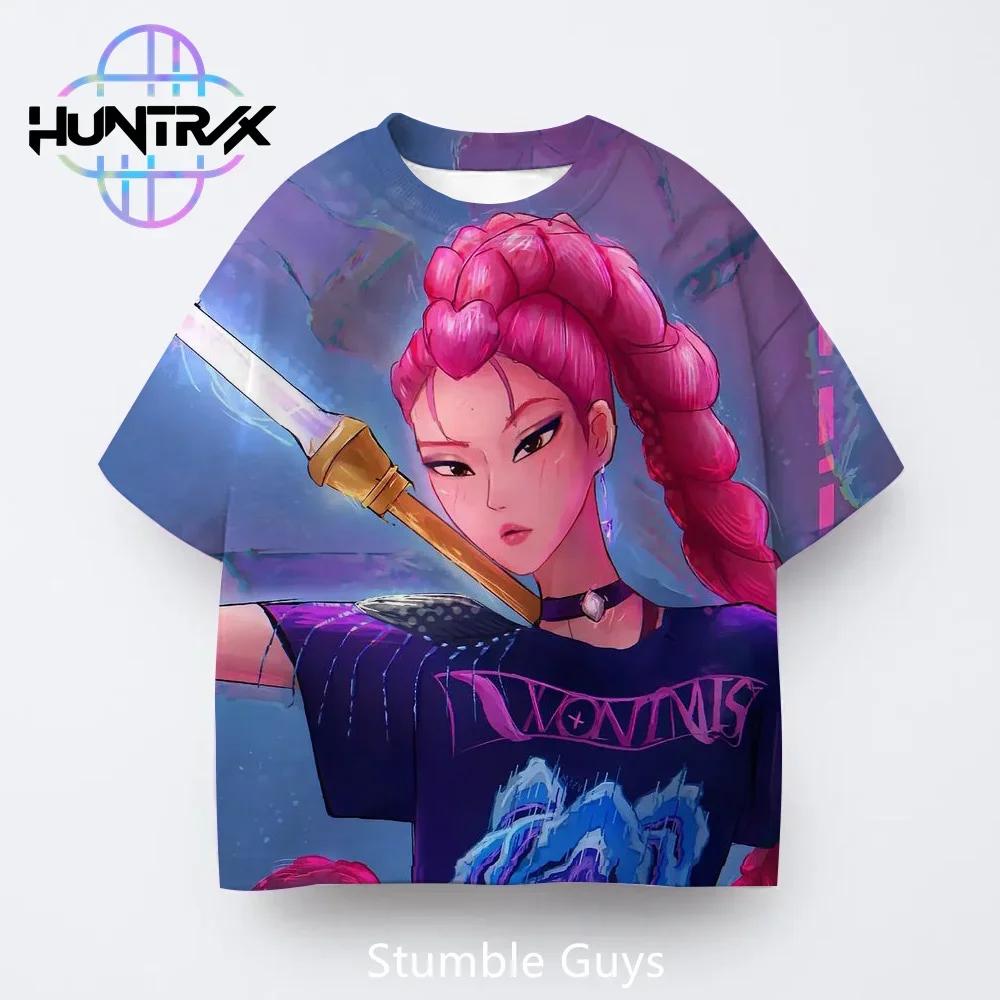 Kpop Demon Hunters Casual Fashion 3D Cartton Short Sleeve Kids Summer Boys Girls T-Shirt Anime Clothes
