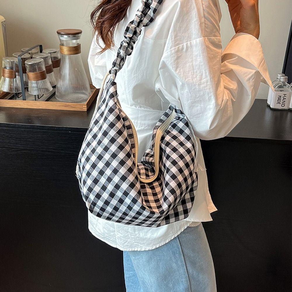 Korean Hobos Shoulder Bag Plaid Handbags Fashion Crossbody Bag  Female