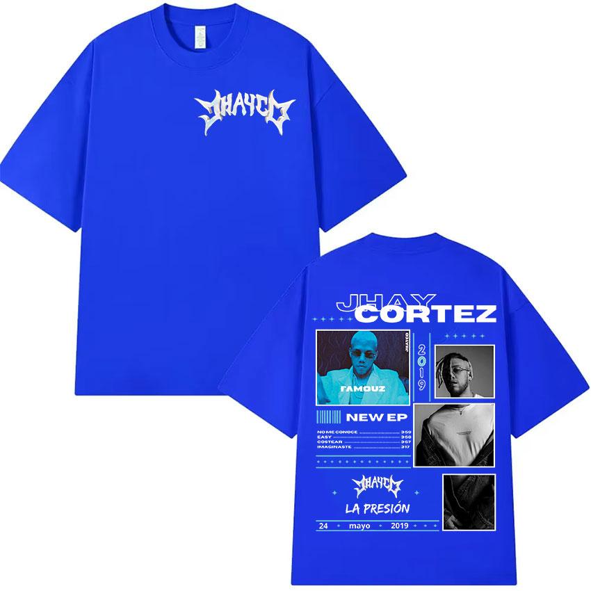 Lato 2025 Raper JHAY CORTEZ LA PRESION Nowy Album Męska Moda Hip Hop 100% Czysta Bawełna Koszulka z Nadrukiem Retro Ubrania Uliczne
