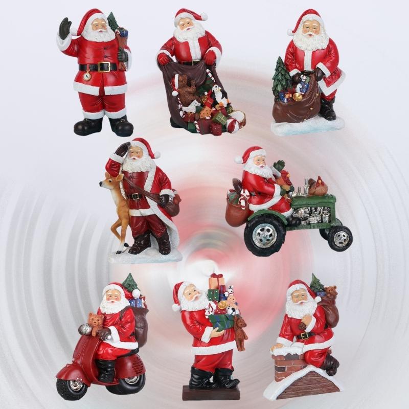 Christmas Figurine Figure Decors Resin Santa Clauses Statue Christmas Decorative Figurine Table Centerpieces for Holiday