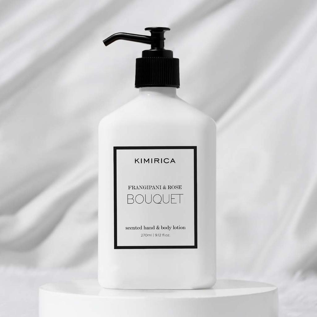 Kimirica Bouquet Hand Lotion with Goodness of Frangipani and Rose, 100% Vegan & Paraben Free, (Frangipanis & Rose)