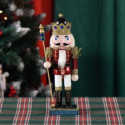 25CM Weihnachts-Nussknacker-Puppe Holzsoldaten-Puppe Vintage Handarbeit Neujahrsgeschenk Party-Ornament Bürodekoration Ht226
