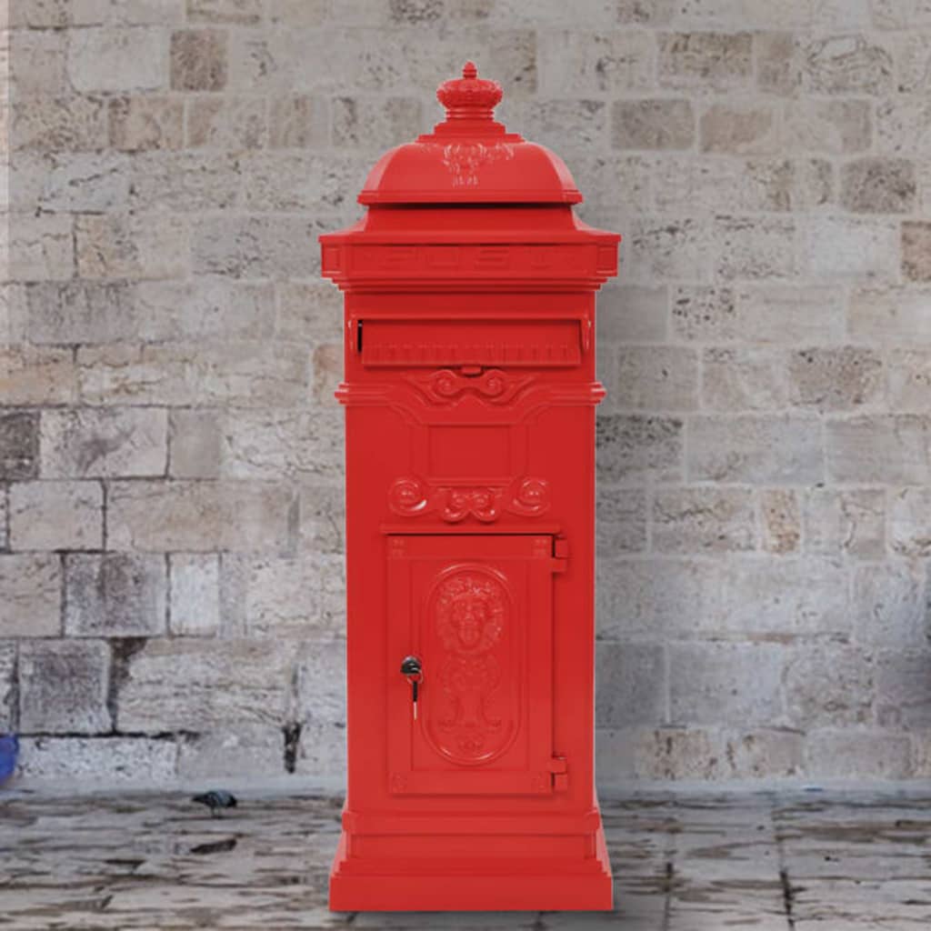 Aluminium Kolom Brievenbus Vintage Stijl Roestbestendig Rood