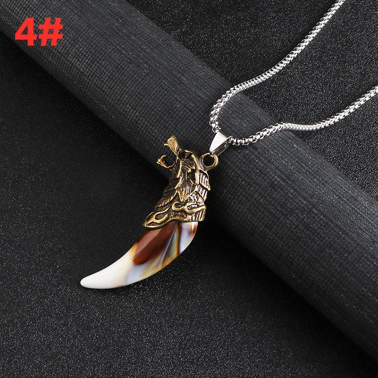 

Domineering Ferocious Wolf Head Animal Wolf Fang Pendant Necklace Men Fashion Hip-hop Trendy Cool Personality Necklace Jewelry